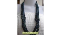 Paua Long Braided Necklaces Fashion Beaded